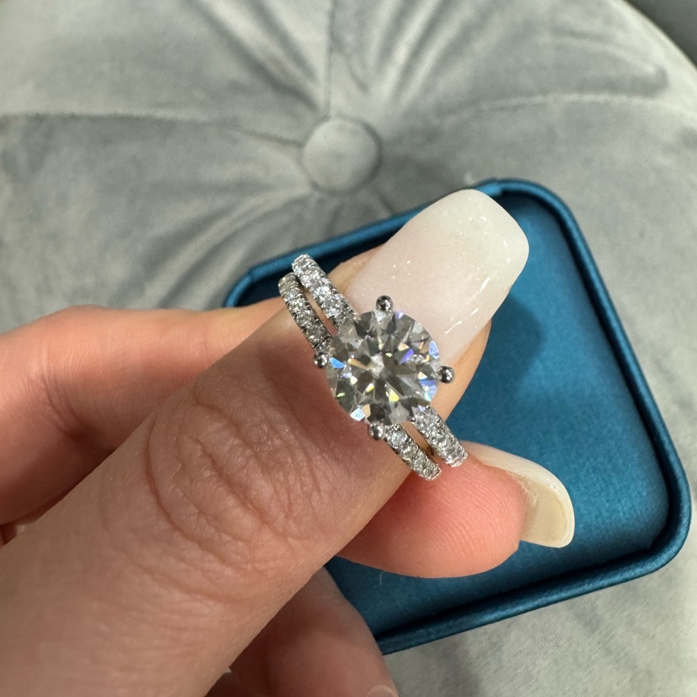 Set of Moissanite engagement ring and wedding band (size 8)